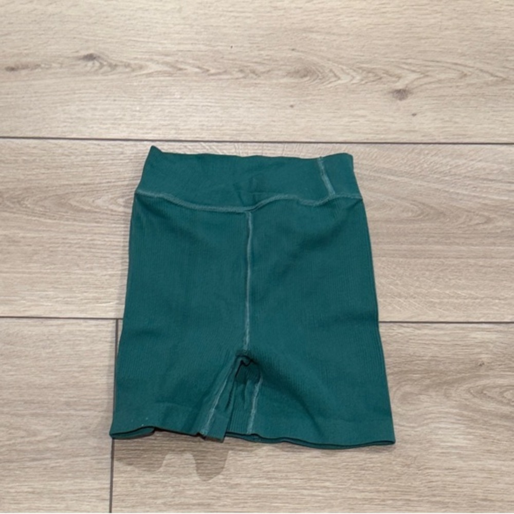 FP Movement by Free People Forest Green Ribbed Bike Shorts